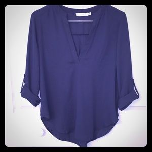 Lush Blue Blouse with 3/4 sleeves, Size Small.